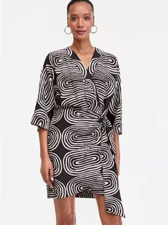 INC International Concepts Dresses & Skirts - INC International Concept 3/4-Sleeve Printed Kimono Tie Mini Dress Size Small